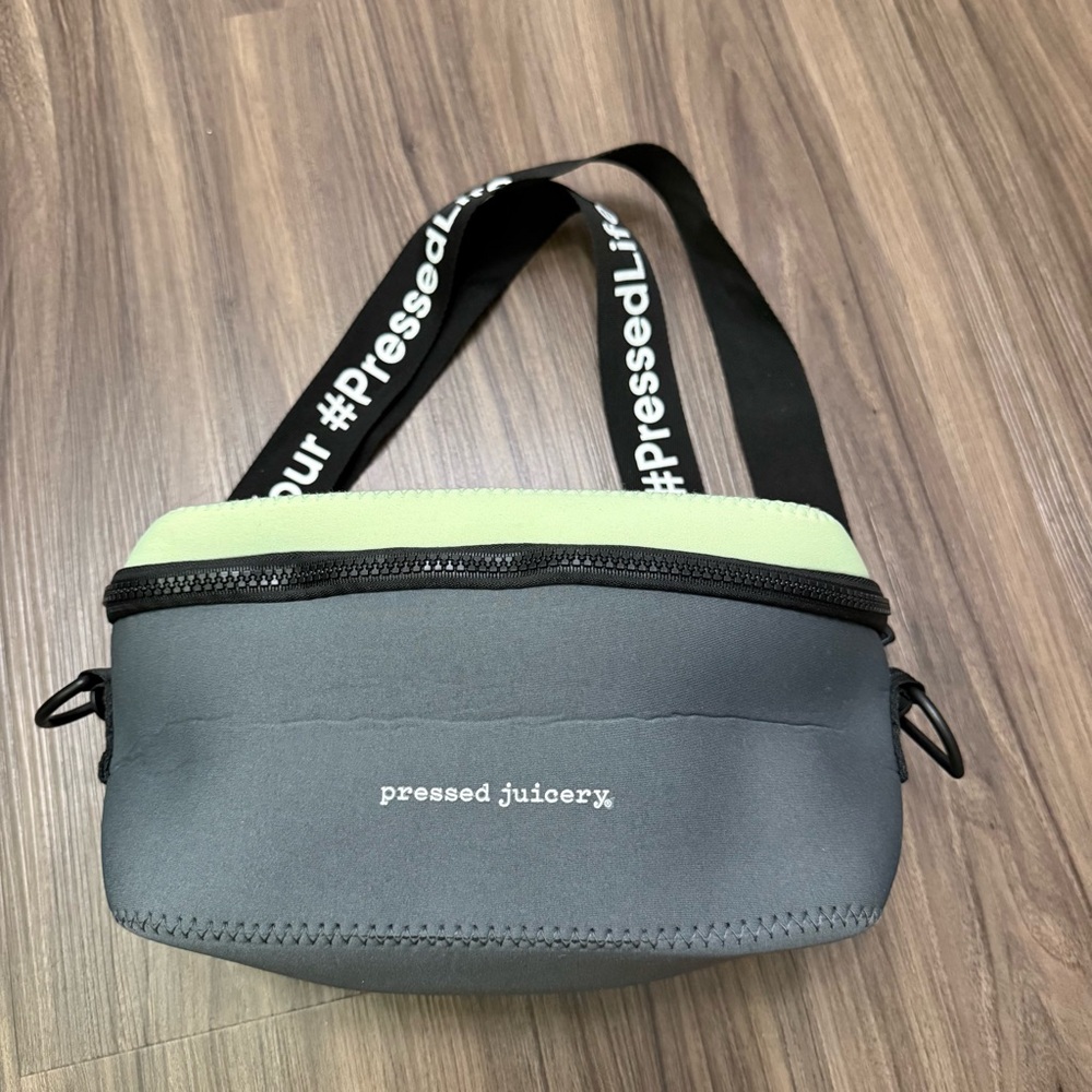 Pressed Juicery Neoprene Zip Crossbody Cooler Lunch Bag